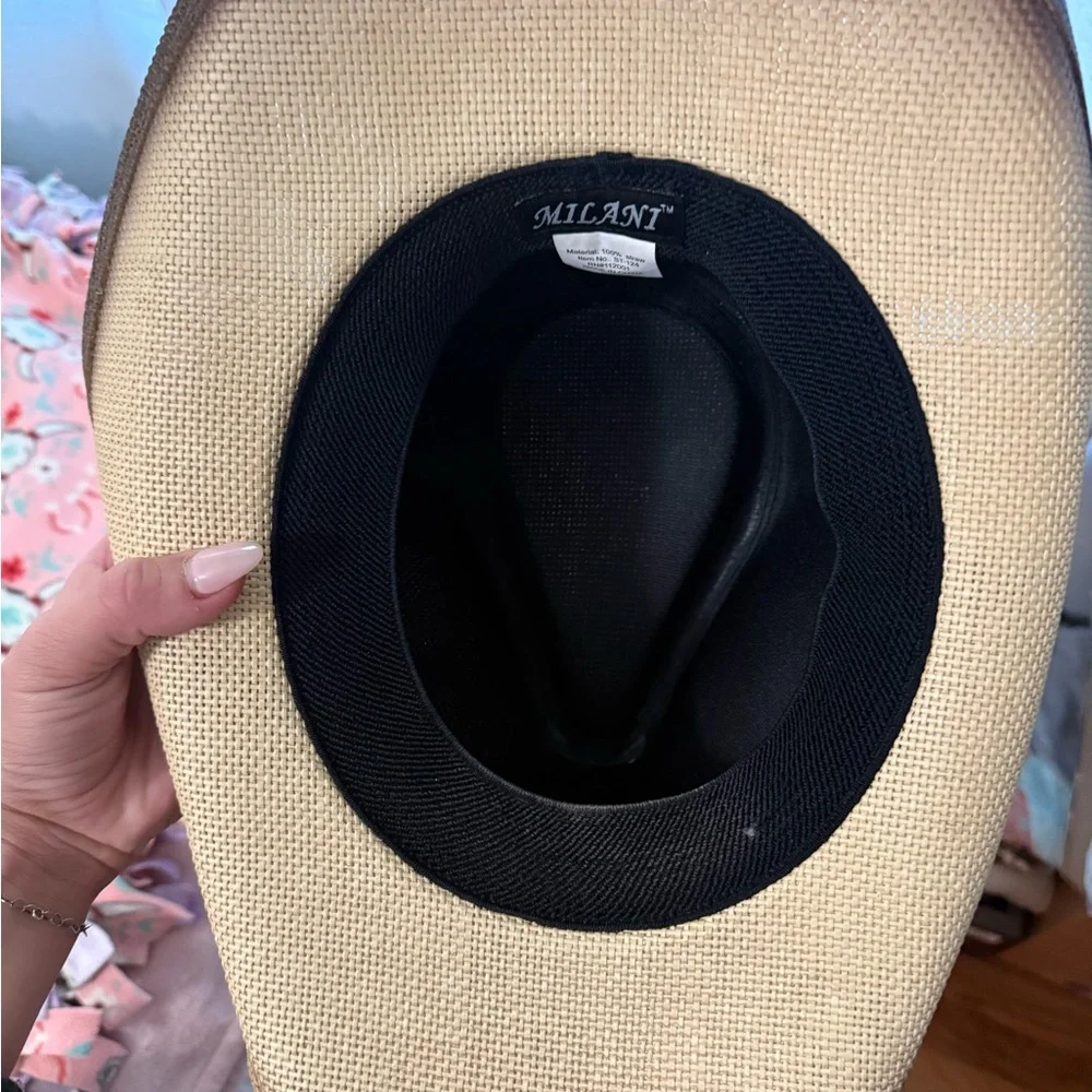 Milani Tan Cowboy Hat with Turquoise Accents - Picture 5 of 9